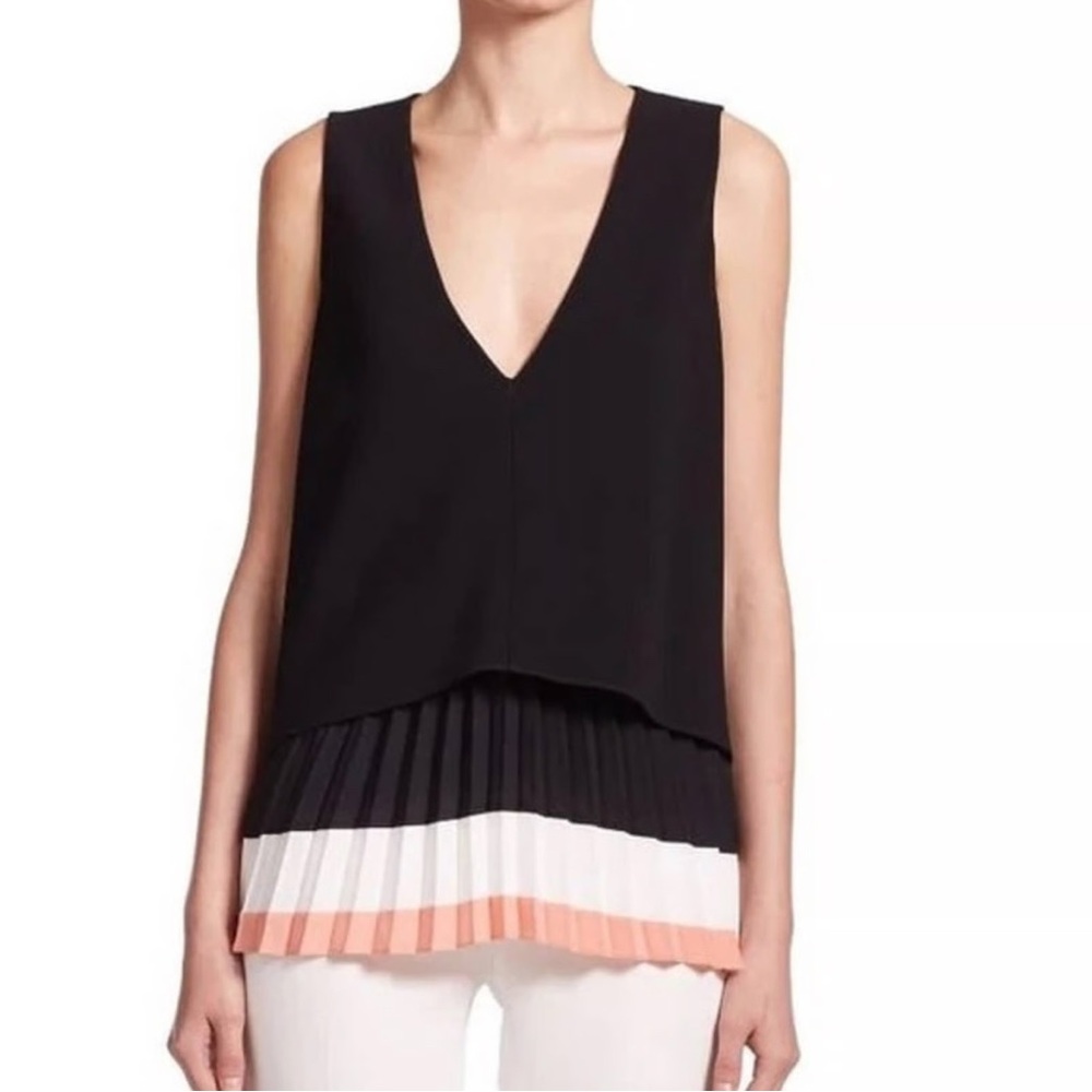 Altuzarra Black and Pink Silk Pleated Tunic Top. Size 46/ 10 US